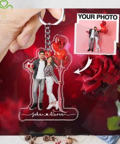 Personalized Your Photo & Name Keychain Valentines Day Gift for Him and Her