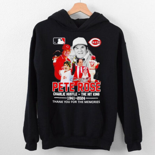 Pete Rose Charlie Hustle the hit king 1941 2024 signature hoodie, sweater, longsleeve, shirt v-neck, t-shirt