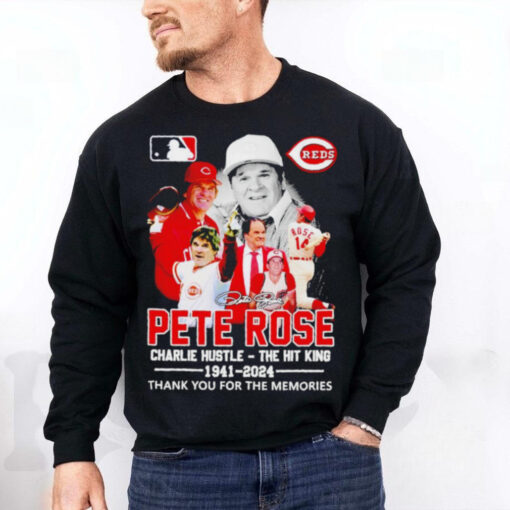 Pete Rose Charlie Hustle the hit king 1941 2024 signature hoodie, sweater, longsleeve, shirt v-neck, t-shirt