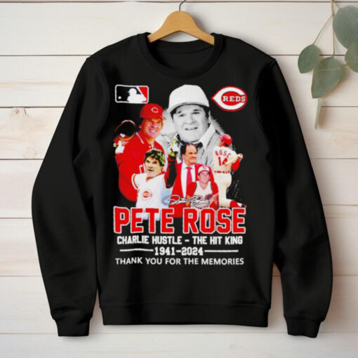 Pete Rose Charlie Hustle the hit king 1941 2024 signature hoodie, sweater, longsleeve, shirt v-neck, t-shirt