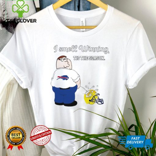 Peter Griffin Buffalo Bills I smell winning tis the season peeing on Los Angeles Rams helmet hoodie, sweater, longsleeve, shirt v-neck, t-shirt