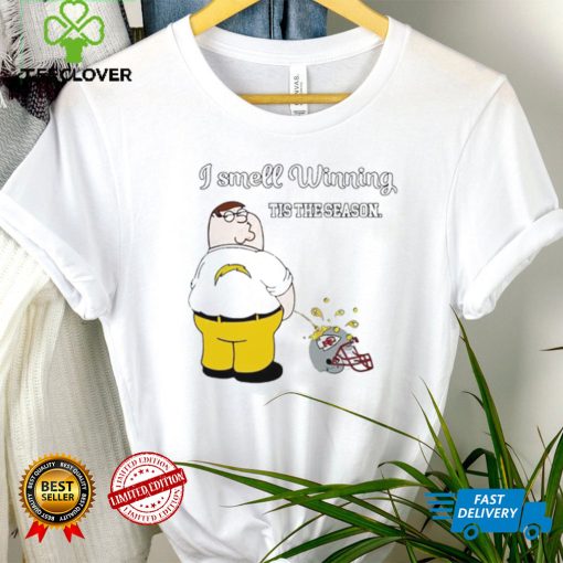 Peter Griffin Los Angeles Chargers peeing on Kansas City Chiefs helmet I smell winning tis the season hoodie, sweater, longsleeve, shirt v-neck, t-shirt