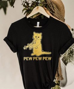 Pew pew pew gold foil cat shirt