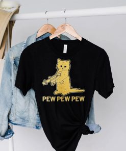 Pew pew pew gold foil cat shirt