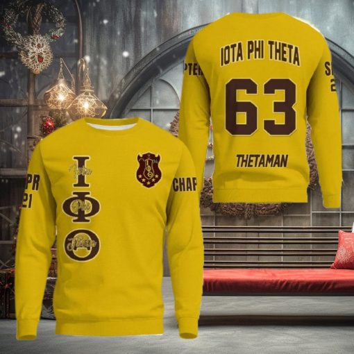 Phi Theta Yellow 3D Sweater Community Personalized Logo For Men And Women Gift Christmas
