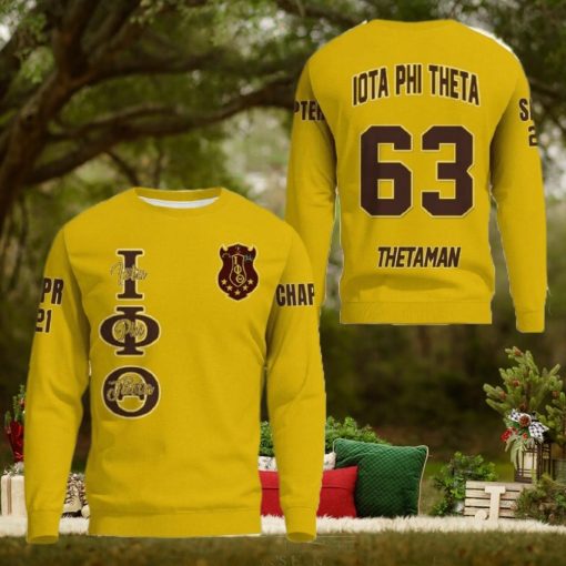 Phi Theta Yellow 3D Sweater Community Personalized Logo For Men And Women Gift Christmas