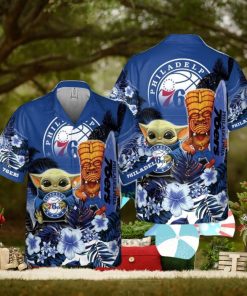 Philadelphia 76Ers Baby Yoda National Basketball 3D Association Hawaiian Shirt
