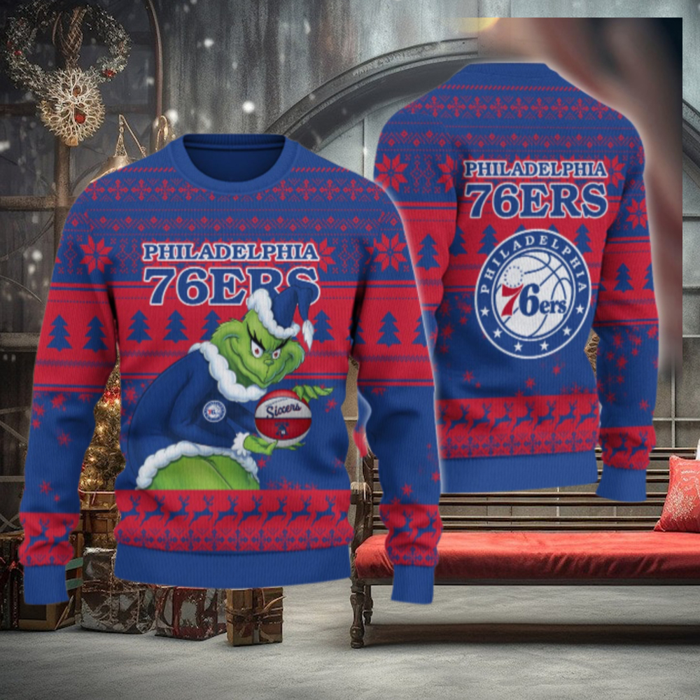 Philadelphia 76ers Grinch Christmas Ugly Sweater Philadelphia 76ers Grinch Christmas Ugly Sweater