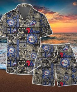 Philadelphia 76ers NBA Logo Vintage Floral Pattern Hawaiian Shirt & Short