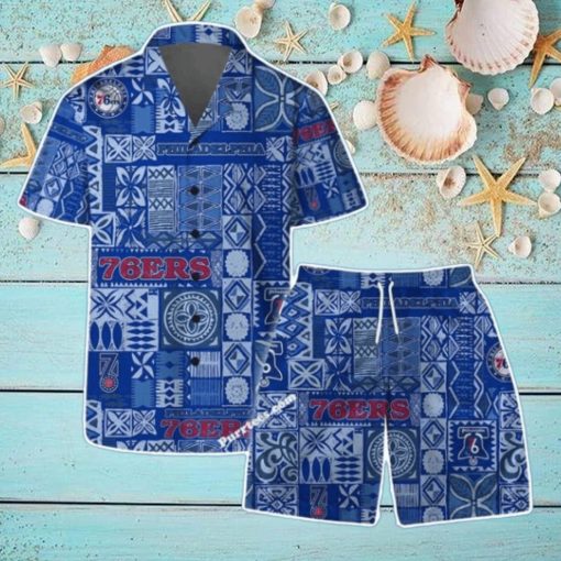 Philadelphia 76ers Team Logo Tropical Pattern Hawaiian Shirt & Short
