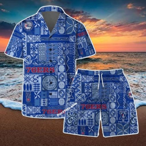 Philadelphia 76ers Team Logo Tropical Pattern Hawaiian Shirt & Short