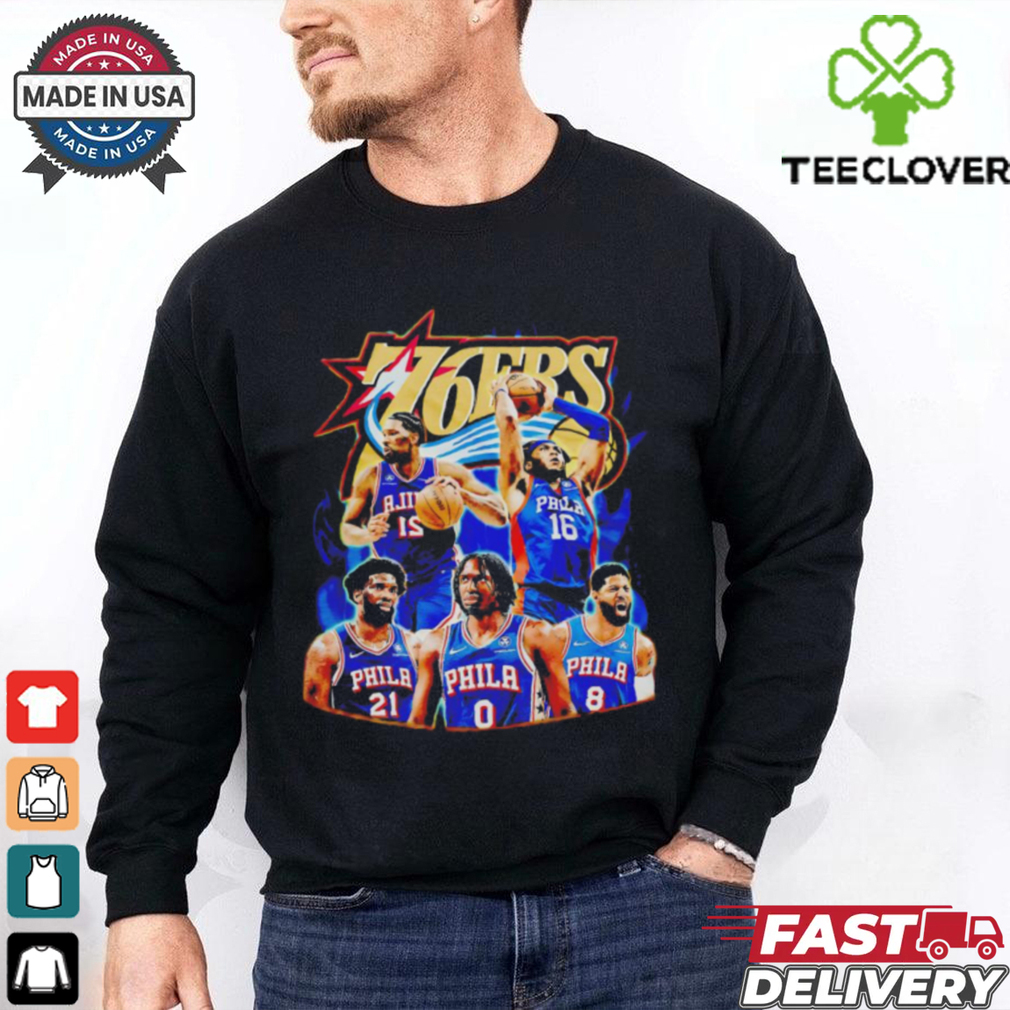 Philadelphia 76ers man’s basketball player poster graphic shirt Philadelphia 76ers man’s basketball player poster graphic shirt