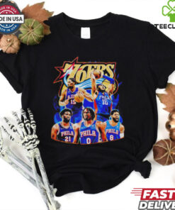 Philadelphia 76ers man’s basketball player poster graphic shirt