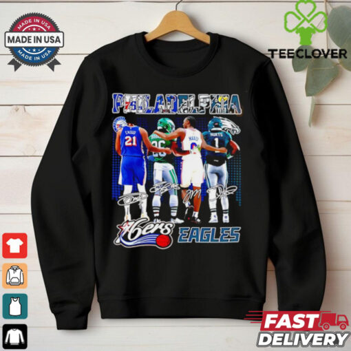 Philadelphia 76ers x Philadelphia Eagles signature city skyline shirt
