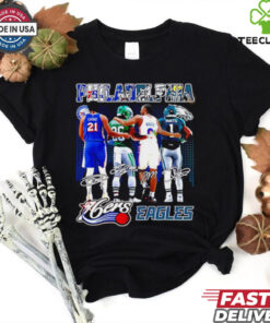 Philadelphia 76ers x Philadelphia Eagles signature city skyline shirt