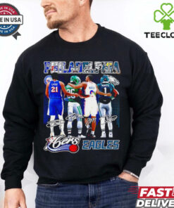 Philadelphia 76ers x Philadelphia Eagles signature city skyline shirt