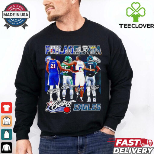 Philadelphia 76ers x Philadelphia Eagles signature city skyline shirt