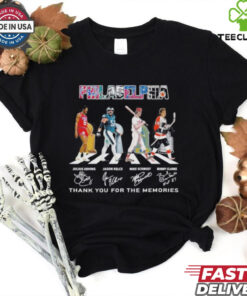 Philadelphia Abbey Road Julius Erving Jason Kelce Mike Schmidt And Bobby Clarke Signatures Shirt