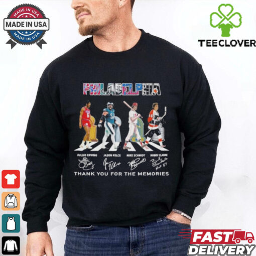 Philadelphia Abbey Road Julius Erving Jason Kelce Mike Schmidt And Bobby Clarke Signatures Shirt