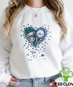 Philadelphia City Eagles 76ers Phillies And Flyers Tiny Heart Shape 2023 T Shirt