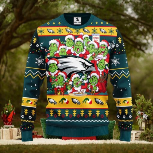Philadelphia Eagles 12 Grinch Xmas Day Christmas Ugly Sweater