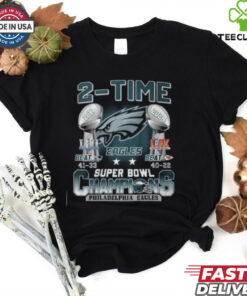 Philadelphia Eagles 2 Time Super Bowl LIX 2017 And 2025 Champions T Shirt