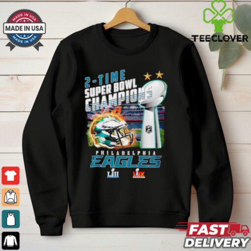Philadelphia Eagles 2 time Super Bowl LIX Champions logo shirt