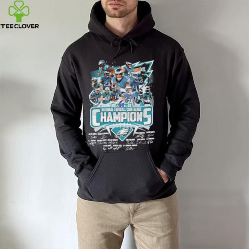 Philadelphia Eagles 2022 national football conference champions signatures hoodie, sweater, longsleeve, shirt v-neck, t-shirt