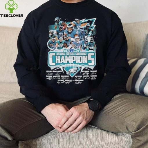 Philadelphia Eagles 2022 national football conference champions signatures hoodie, sweater, longsleeve, shirt v-neck, t-shirt