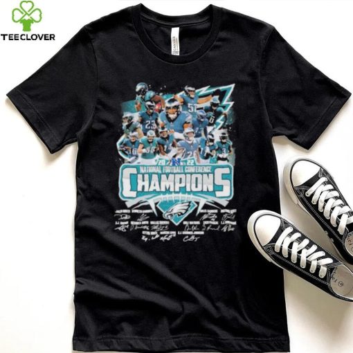 Philadelphia Eagles 2022 national football conference champions signatures hoodie, sweater, longsleeve, shirt v-neck, t-shirt