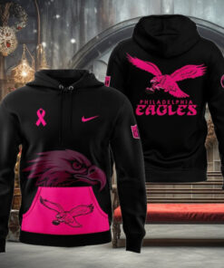 Philadelphia Eagles 2024 NFL Crucial Catch Breast Cancer Hoodie