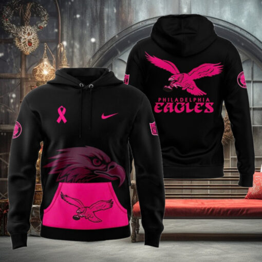 Philadelphia Eagles 2024 NFL Crucial Catch Breast Cancer Hoodie