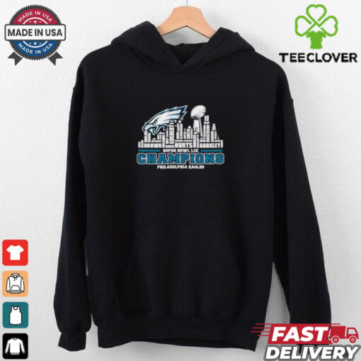 Philadelphia Eagles 2024 Super Bowl LIX Champions name city skyline shirt