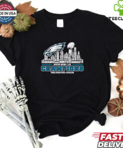 Philadelphia Eagles 2024 Super Bowl LIX Champions name city skyline shirt