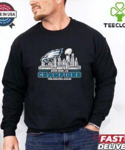 Philadelphia Eagles 2024 Super Bowl LIX Champions name city skyline shirt