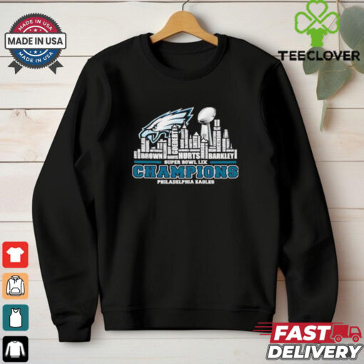 Philadelphia Eagles 2024 Super Bowl LIX Champions name city skyline shirt