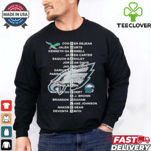 Philadelphia Eagles 2024 roster player names shirt