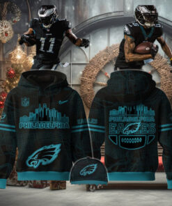 Philadelphia Eagles 2025 Champions Skyline All Black Hoodie T Shirt