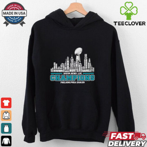 Philadelphia Eagles 2025 Super Bowl LIX champions team players city skyline shirt