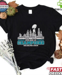 Philadelphia Eagles 2025 Super Bowl LIX champions team players city skyline shirt