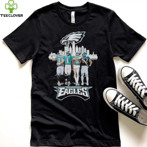 Philadelphia Eagles A J Brown Jalen Hurts DeVonta Smith and Travis Kelce signatures shirt