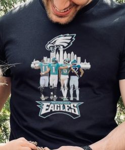 Philadelphia Eagles A J Brown Jalen Hurts DeVonta Smith and Travis Kelce signatures shirt