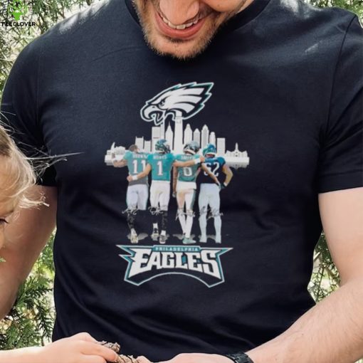 Philadelphia Eagles A J Brown Jalen Hurts DeVonta Smith and Travis Kelce signatures shirt