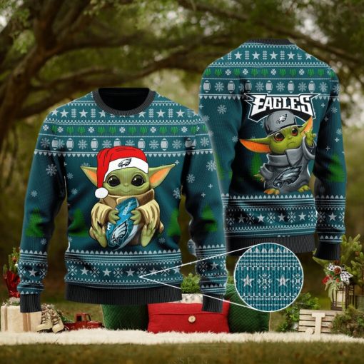 Philadelphia Eagles Baby Yoda Ugly Sweater Christmas