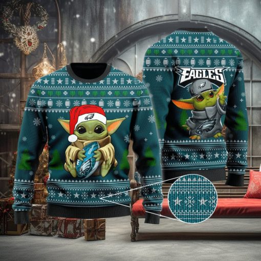 Philadelphia Eagles Baby Yoda Ugly Sweater Christmas