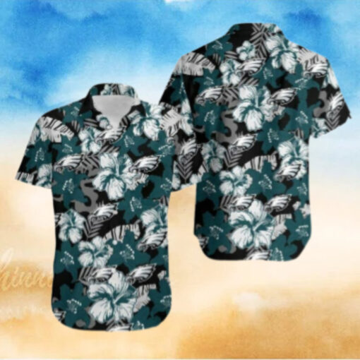 Philadelphia Eagles Bold Floral Camouflage Hawaiian Shirt