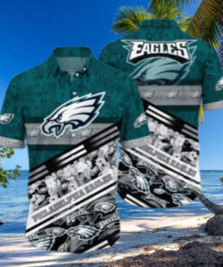 Philadelphia Eagles Bold Floral Stripes Hawaiian Shirt