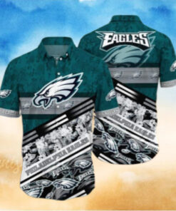 Philadelphia Eagles Bold Floral Stripes Hawaiian Shirt