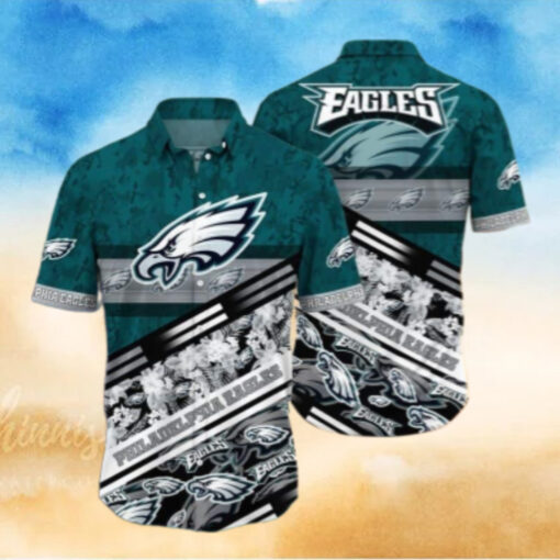 Philadelphia Eagles Bold Floral Stripes Hawaiian Shirt