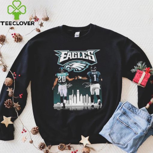 Philadelphia Eagles Brian Dawkins vs Jalen Hurts Philadelphia city signatures shirt